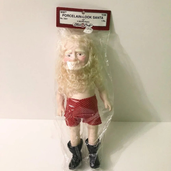 Vtg 1990 Fibre Craft Billie Peppers Porcelain Look  Santa 14 Inch Plastic Doll - Picture 1 of 13